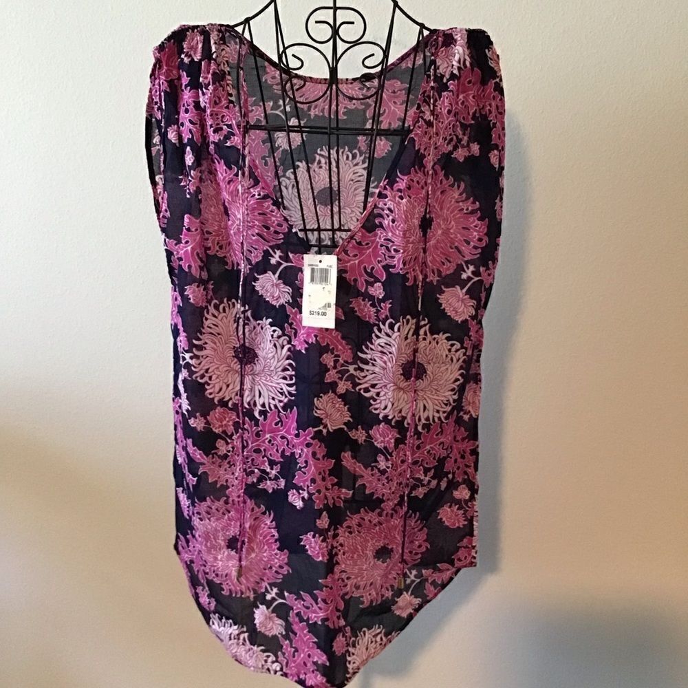 Tibi Cotton Cover up with Ruched Sleeves NWT
